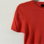 BRASS Orange Fine Rib Knit Cotton Silk Short Sleeve Blouse XL Photo 2