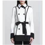 ESCADA Trench Coat Womens Size 36 US Small Black White Belted Military Style Photo 1