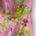 Lilly Pulitzer Vintage Y2K Lily Pulitzer Pink Mini Dress Sz 2 Strapless Tie Waist Crab Floral Photo 14