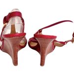 Valentino Garavani Valentino Red Leather Strappy Wedge Slingback Sandals, Size 37.5 Photo 4
