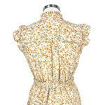 Monteau Floral Ruffle Flutter Sleeve Belted Shirt Dress White Yellow Size Large Photo 5