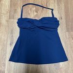 Lands' End  Womens Solid Blue Strapless Halter Tankini Swim Top XXS Molded Cups Photo 0