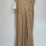 Gold and Nude Beige Lace Sequined Mermaid Style Maxi Evening Gown Maria Bonita Tan Size L Photo 7