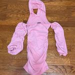 SheIn Pink Cut Out Shoulder Ruched Side Hoodie Dress Photo 3