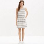 Madewell Striped Overlay Open Back Sleeveless Linen Blend Mini Dress Size 0 Photo 1