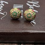 Vintage Cloisonné Style Floral Enamel Stud Earrings Gold Photo 4