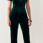 NWT Peachy Den Emerald Velvet Kernel Jumpsuit Size XS Green Photo 0