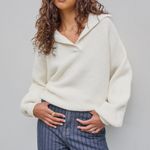 Dreamers by Debut Collared Dolman Sleeve Sweater Cream M/L White Size L Photo 0