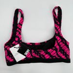 DKNY  Bikini Top Size Medium NWT Printed Square Neck Hot Pink Black Swim Sporty Photo 1