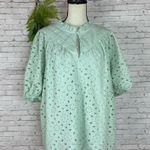 Pretty Garden Mint Green Eyelet Ruffle Peasant Blouse Photo 0
