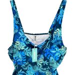 Aqua Eve Tankini Top Women L Blue Tropical Leaves Ruched Tummy Control Beach Size L Photo 3