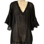 Barefoot Attitude Black Sheer Beach Cover Up Vacation Resort Wear Size Large Black Photo 0