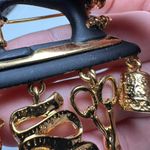 Danecraft Sewing Machine Black Enamel Gold Tone With Dangle Charms Brooch Pin Photo 4