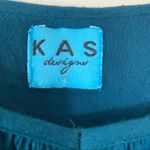 KAS Teal Floral Embroidered Boho Peasant Blouse Size L Photo 1