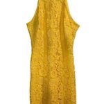 Lulus Yellow Love Poem Floral Crochet Lace Halter Sleeveless Dress Size Medium Photo 0