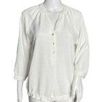 Como vintage Shirt Women Small White Swiss Dot Popover Casual Neutral Minimalist Photo 0