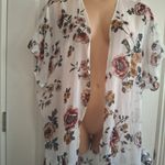 Maurices S/M Floral Kimono Cardigan White Size M Photo 3