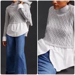 Anthropologie Maeve Cable-Knit Layered Sweater Gray Photo 1