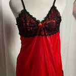 Women's Red & Black Lace Chemise Slip S Photo 0