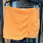 H&M  ruched mini skirt gathered high waisted rise neon tangerine crepe tulip Photo 1