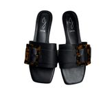 Joie  Black Paige Slide Sandals flats tortoise buckle Minimalist Design 9 casual Photo 1