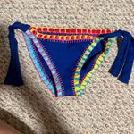 PilyQ Platinum Crochet Rainbow Side Tie Bikini Bottoms Blue- Size Medium Photo 3