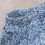 Blue Floral Mini Short Flare Pull On Cotton Tenniscore Boho Skirt S Small Photo 5