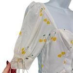 For Love & Lemons  White Yellow Cherry Ashland Lace Up Mini Dress size XS NEW Tag Photo 9