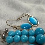Set Of 3 Pairs Shades of Blue, Beaded & Teardrop Dangle Earrings Mixed Styles Blue Photo 9