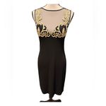 La Perla  sheer gold filigree appliqué chic Elegant Black fitted dress NYE LBD Photo 2