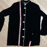 Vintage 90’s Slinky Brand Black Jersey Button Top Y2K White Trim Flare Sleeve M Size M Photo 5