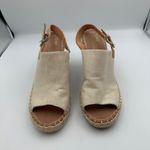 Toms Women's Wedge Heel Espadrille Sandals Ankle Strap Beige Canvas Women's 12 Photo 3