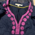 Boden blue linen polka dot embroidred mini dress 4P Purple Photo 9