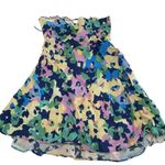 Nicholas Dress Womens 2 Blue Yellow Pink‎ Simie Floral Sweetheart Mini Strapless Photo 5