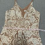 Dress the Population  Ivory Sheer Crochet Lace Marion Crop Pant Jumpsuit M Photo 10