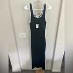 MIOU MUSE Contrast Hem Knit Maxi Dress Black White Medium NWT Photo 2