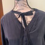 Antonio Melani Long Sleeve Black Silk Blouse Top Tie V-Neck Women's Medium Photo 2