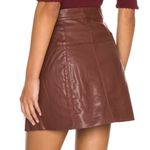 Free People Maisie Vegan Mini Skirt Brown Faux Leather Button Skirt Size 12 Photo 3