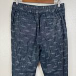 Free People Linen Blend Metallic Navy Ikat Pattern Pants Size Small Photo 3