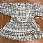 Free People  Time Out Babydoll Tunic Cotton Ivory grey combo size SP Photo 6