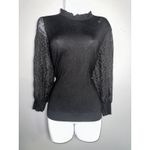 Adrianna Papell  CLIP‎ DOT 3/4 SLEEVE MOCK NECK TWOFER SWEATER BLACK EUC SIZE M Photo 2
