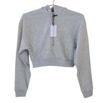 We Wore What NWT Cropped Half Zip Fleece Cotton Hoodie Long Sleeve XS Heather Grey Photo 1