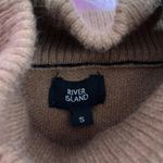 River Island Asymmetric Poncho Sweater Turtleneck Tan Black Colorblock Cozy Chic Photo 3
