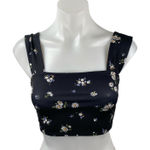 Reformation Rover Black Floral Sleeveless Square Neck Tank Crop Top Size XS Photo 0