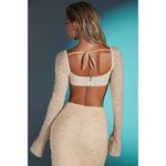 Oh Polly LA DÉSIRADE Cream Pearl Beaded Embellished Crop Top & Midi Skirt Set 2 Photo 3