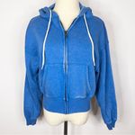 Zenana Outfitters Bright Blue Washed Fleece Full Zip Hoodie Jacket Small NWOT Photo 2