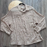 ZARA  cream gingham textured oversized button down‎ shirt Photo 0