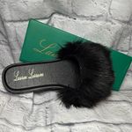 Lauren Lorraine  Black Fur Slide Sandals Photo 1