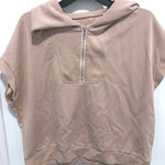 Short Sleeve Quarter Zip Hoodie Casual Athleisure Tan XL Photo 0