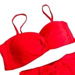 Tempt Me Red Bandeau Strapless Twist Front Bikini Set Small NWT Photo 2
